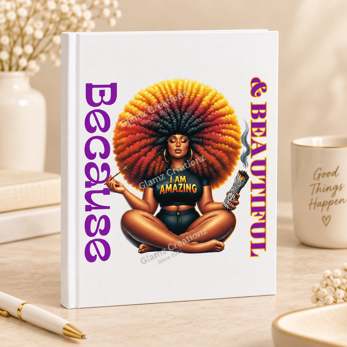Because I Am Amazing PNG – Self-Love Affirmation Design for Shirts, Mugs & Journals