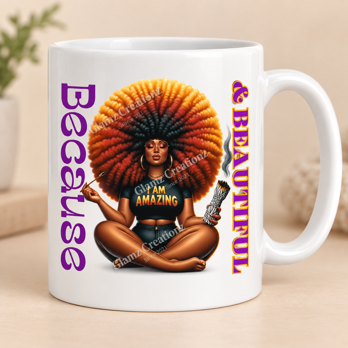 Because I Am Amazing PNG – Self-Love Affirmation Design for Shirts, Mugs & Journals