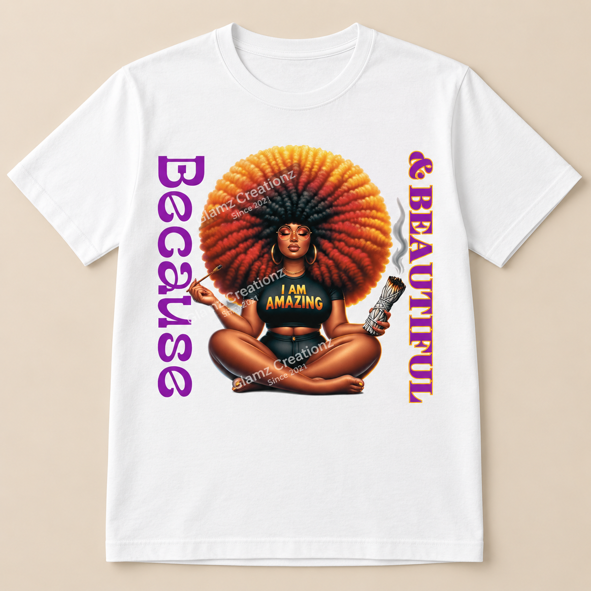 Because I Am Amazing PNG – Self-Love Affirmation Design for Shirts, Mugs & Journals