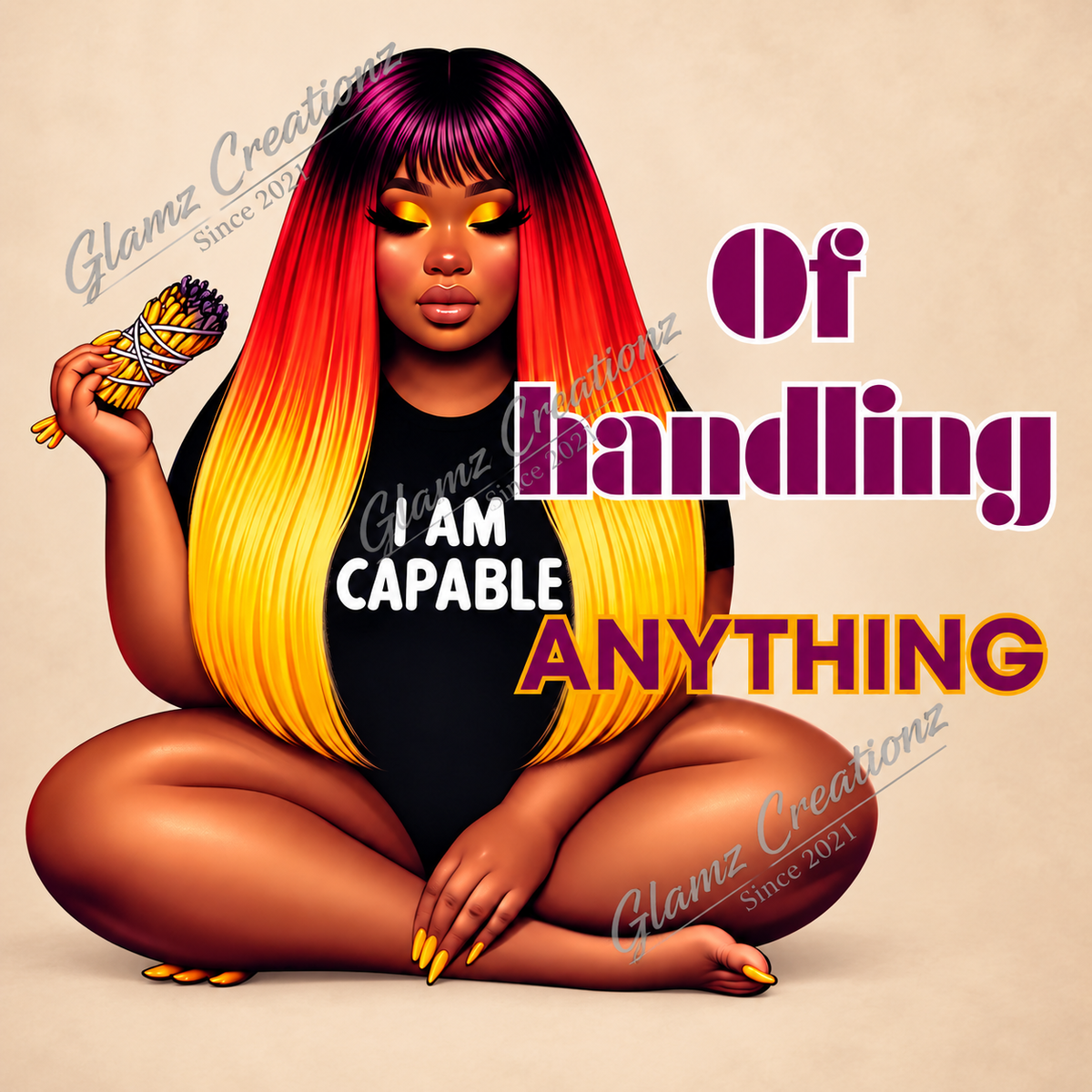 I Am Capable PNG – Motivational Affirmation Design for Shirts, Mugs & Journals