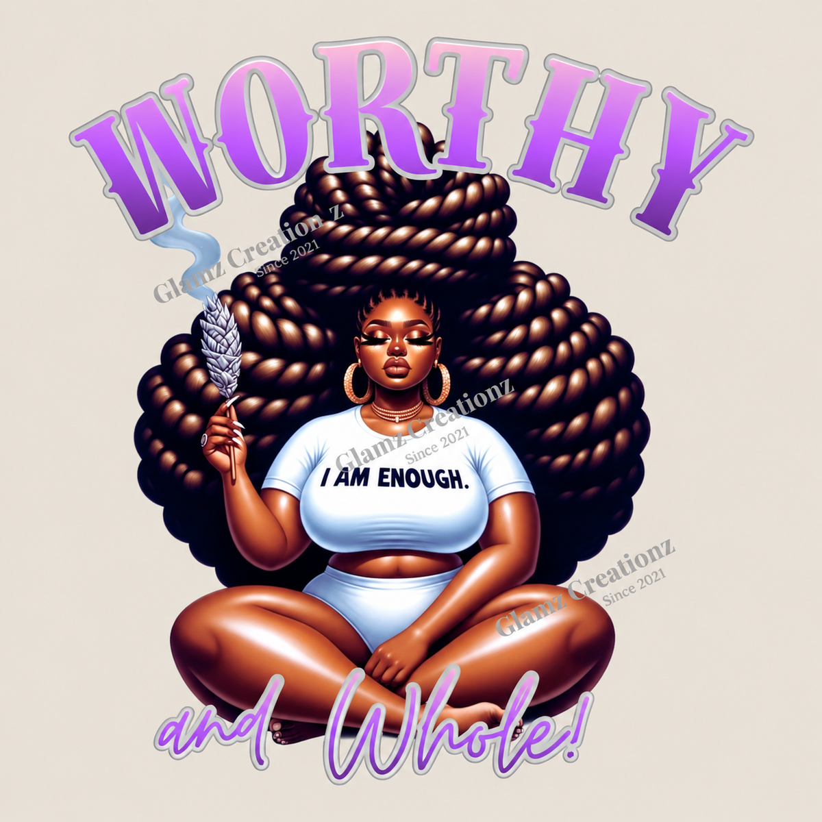 I Am Enough PNG | Worthy & Whole Affirmation Design