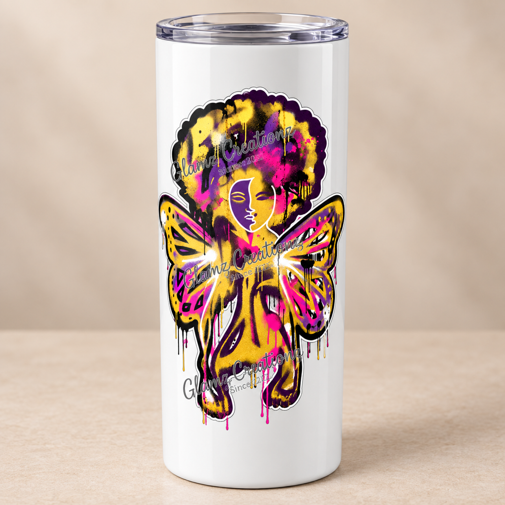 Queen of Color PNG – Afro Graffiti Angel Butterfly Design for Shirts & Sublimation