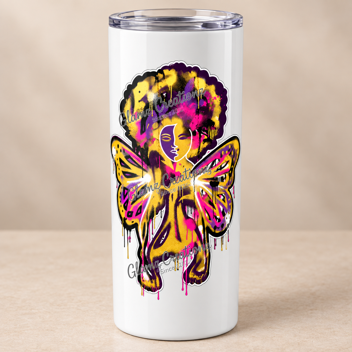 Queen of Color PNG – Afro Graffiti Angel Butterfly Design for Shirts & Sublimation