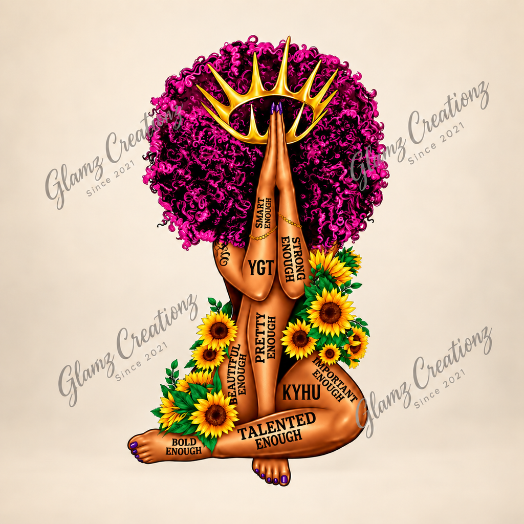 Sunflower Queen PNG – Unstoppable Affirmation Design for Shirts, Mugs & Journals