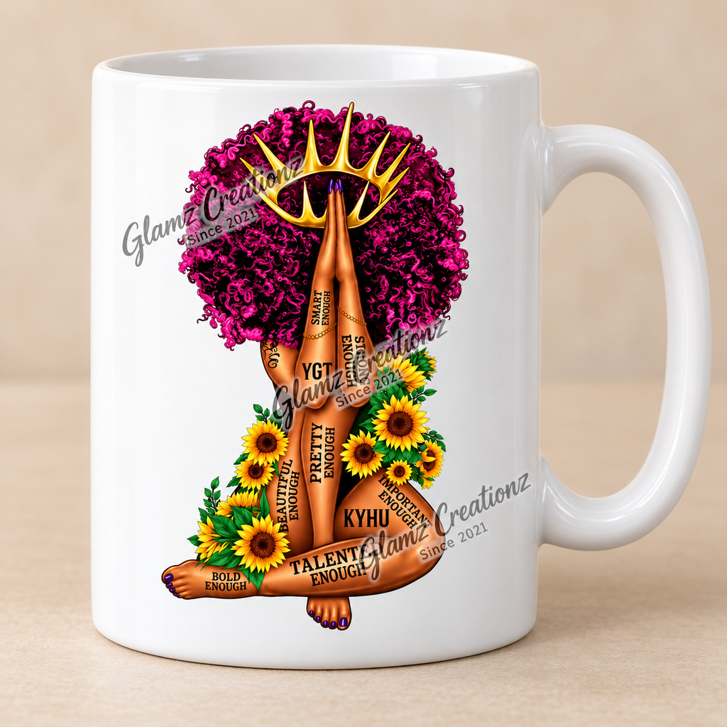 Sunflower Queen PNG – Unstoppable Affirmation Design for Shirts, Mugs & Journals