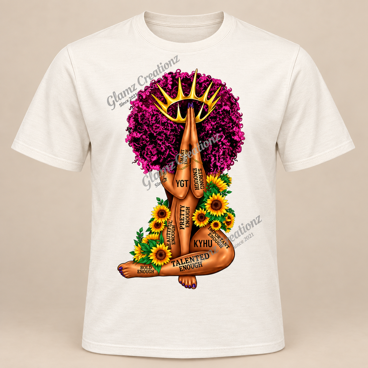 Sunflower Queen PNG – Unstoppable Affirmation Design for Shirts, Mugs & Journals
